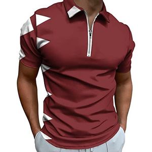 Qatar vlag heren poloshirt met rits T-shirts casual korte mouwen golf top klassieke pasvorm tennis T-shirt