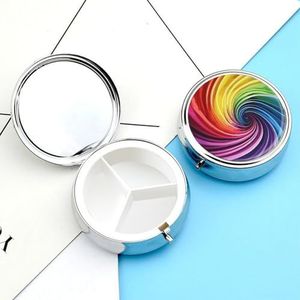 Regenboog Spiraal Pillendoos Pil Container Houder 3 Compartiment Metalen Pil Organizer Travel Medicine Organizer Draagbare Pillendoos voor Pocket om Pillen Vitamine vast te houden