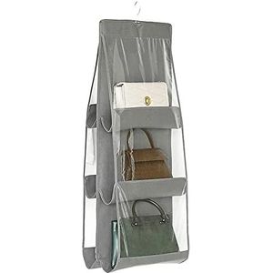 Garderobe Opvouwbare Organizer, Hangende Portemonnee Organizer Voor Kast Zachte Ademende Opvouwbare Stofdichte Organizer Kast Met 6 Duidelijke Zakken, Organizer Handtas Organizer