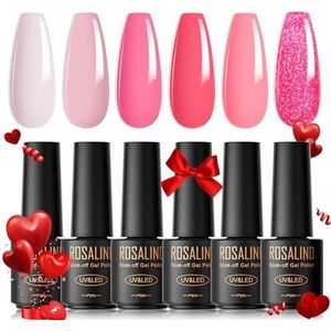 ROSALIND Nagellak, semi-permanent, 6 kleuren, roze, mini, gel, manicure, nail art, soak-off, UV/LED