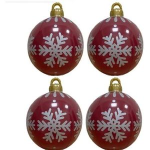 60cm buiten kerst opblaasbare versierde bal PVC gigantische grote grote ballen kerstboomversiering speelgoedbal zonder licht-rode sneeuwvlok-4PCS-60cm