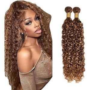 Salharer Water Wave Human Hair Bundles 2 Extension Machine Double Wefts Unprocessed Remy Weave Highlight Blonde Color for Woman 28 30 Inch