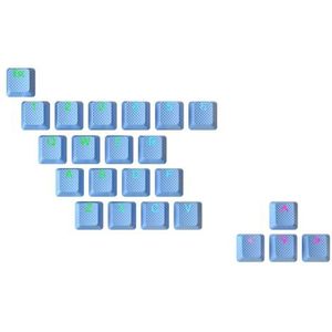 Ranked Rubberen Toetsenset | Dubbel Schot Doorschijnend | OEM-Profiel voor Mechanisch Gaming Toetsenbord (Blauwe Malibu, 23 Toetsen)