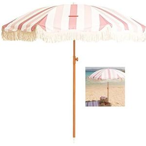 Strandparasols met franje, boho franjeparaplu, strandstoelparaplu witte franje, boho parasol met franje, boho paraplu buitenterras, met draagtas (Color : D, Size : 200 * 240cm/6.5 * 7.8ft)