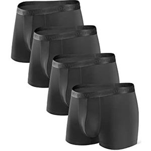 DAVID ARCHY Boxershort voor heren, ultrazacht micromodaal herenondergoed, multipack voor onderbroeken met 3D-zakje - 3/4-pack, zwart*4, S
