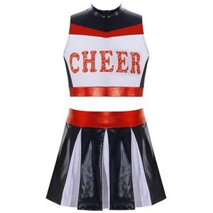 Cheerleader-Uniformen Cheerleader Kostuum voor Meisjes voor Kinderen Halloween Cheerleader-Uniform Cheerleader-Kostuum Kinderen Danskleding Performance Dancewear (Kleur: Rood Bl