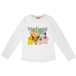Pokemon Pikachu Pummeluff shirt met lange mouwen voor meisjes, wit, 128 cm