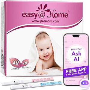 Easy@Home 40 x Ovulatietesten en 10 x Zwangerschapstesten, Met Premom Ovulatie Predictor iOS en Android App, 40 LH +10 HCG