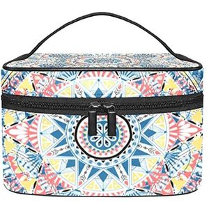 Voetbal Patroon Rood Wit Graffiti Make-up Tas voor Vrouwen Meisjes Cosmetische Tassen met Handvat Reizen Make-up Organizer Tas, Multi Color Boho Patroon, 8.9x5.9x5.4 Inches, Make-up zakje