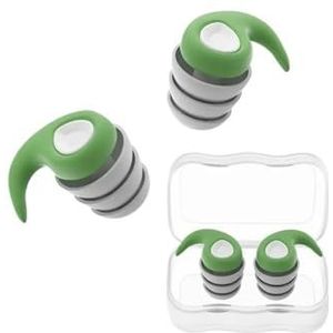 Drie lagen siliconen ruisonderdrukking oordopjes zachte comfortabele geluidsisolatie slapen oordopjes voor volwassenen kinderen (groen-S)