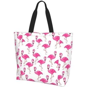 MYGANN Roze Flamingo Vrouwen Grote Capaciteit Schouder Waterdichte Boodschappentas Voor Dagelijkse Reizen Gift Bag, Zwart, Eén maat