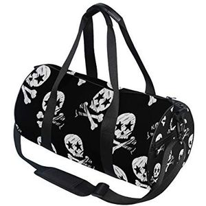 jeansame Zwart Wit Schedels Halloween Gym Tas Reizen Sport Duffel Tassen Tote Holdall Tas voor Vrouwen Mannen Kid Jongen Meisje