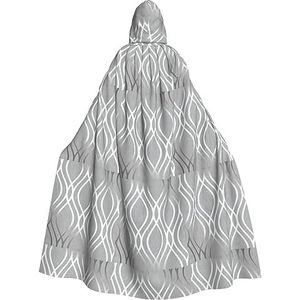 WURTON Zilveren geometrische figuur print carnaval capuchon cape voor volwassenen, heks en vampier cosplay kostuum mantel, 190 cm