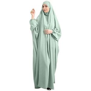 YOVALO Elegante moslim hijab kleding islam Dubai abaya gebedsjurk effen losse eendelige gebedsjurk volledige bedekking moslim mode vleermuismouwen jilbab hijab badjas vrouwen jurk, Lichtgroen, One