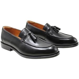 Zwarte heren loafers, formele schoenen, instappers, zakelijke casual, comfortabele leren schoenen, elegante kantooractiviteiten, fijn vakmanschap(Deep Purple_6.5)