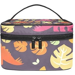Dierbladeren make-up organizer tas, reismake-up tas organizer case draagbare cosmetische tas voor vrouwen en meisjes toiletartikelen, Meerkleurig, 22.5x15x13.8cm/8.9x5.9x5.4in
