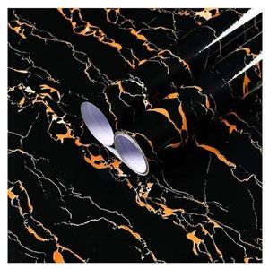 XUCZHAI Keuken Oliebestendige Film PVC Waterdicht en Oliebestendig Marmer Behang Zelfklevende Vinyl Muurstickers Keukenkast Kookplaat Desktop Decoratieve Film Voor Keuken Aanrecht (Geel Zijde Jade)