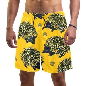 PAFEFO Zwemplank Shorts voor Mannen Strandshorts voor Tieners Zomer Sneldrogende Sporten, Egel Gele Dieren, Egel Gele Dieren, M