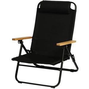 Zero Gravity-stoel, visstoel, draagbare fauteuil met kussen, buitenslaapbed, reisbureau, zijtassen en verstelbare rugleuning for woonkamer, balkon, tuin, terras (Color : Black)