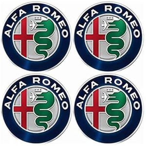 SJZZJMZ 4 stuks auto wielnaafdoppen voor Alfa Romeo 56mm auto wielnaafdoppen vervangende naafdoppen stickers B