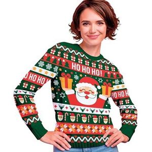 FIESTAS GUIRCA Kersttrui ""Ho Ho Ho"" meerkleurig (38-40/M) - feestelijke trui voor dames, ideaal voor kerstfeesten en Nieuwjaar, winterkleding voor feesten, meerkleurig