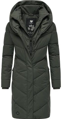 Ragwear - Natalka - Gewatteerde Jas - Donkergroen - Lange Pasvorm