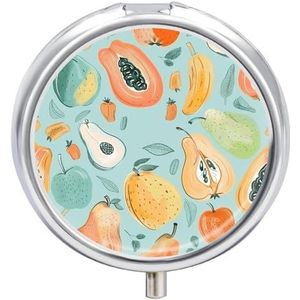 Pillendoosje Travel Pill Organizer Papaya en Peer Gedrukt Leuke Pillendoos Handige Pillendoos Geschikt om in zakken en zakken te worden geplaatst