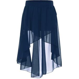UBOHUZ Chiffon rok voor kinderen, meisjes, voor ballet, jazzdans, studio, praktijk, optredenskostuum, hoog-laag elastische tailleband, lyrische danskleding voor vrouwen, Blauw, 8