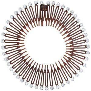 Volledige Ronde Tand In elkaar grijpende Steentjes Stretch Kam Flexibele Crystal Cirkel Kammen Hoofdband Banket Kappers Koffie