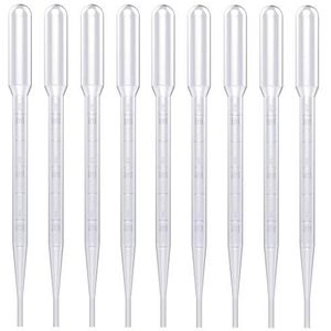 Voarge 100 stuks pipet, druppelaar, kunststof transferpipetten met schaal voor laboratoriumexperiment, tekengereedschap, 3 ml