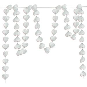 Hartjes Decoratie Valentijn Slinger Romantische Versiering Gender Reveal Versiering Geboorte Babyshower Zilver – 4 Meter