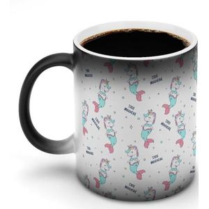 Zeemeermin-eenhoorn elementen warmte veranderende koffiemok keramische warmtegevoelige magische grappige cadeau voor vrouwen mannen 12 oz