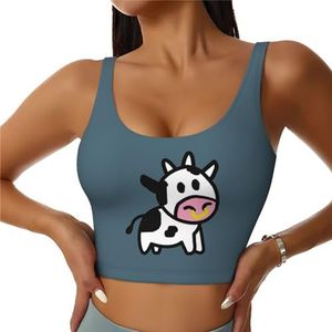 Leuke Koe Print Comfortabele Vrouwen Sport Vest Yoga Workout Vest Voor Vrouwen Lichtgewicht Zomer, Zwart, S