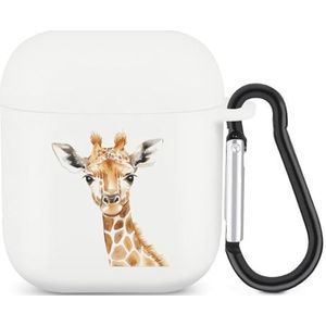 Leuke Giraffe Leuke Case Voor AirPods 2 & 1 Schokbestendige Beschermende Hoofdtelefoon Gevallen Cover Met Sleutelhanger Voor Mannen Vrouwen