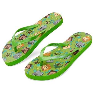 Minecraft Jongens Sliders of Flip Flops voor Strand en Zwembad - Jongens Cadeaus, Groene Flip Flops, 28/29 EU