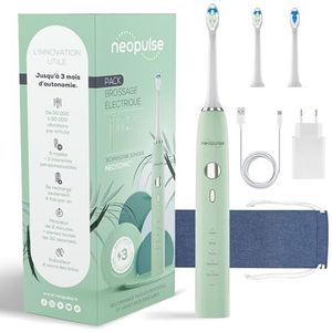 NEOSONIC® - Elektrische sonische tandenborstel looptijd 3 maanden – 15 modi – oplaadbaar USB-C – timer 2 minuten – 2 koppen inbegrepen – 2 koppen inbegrepen – groene sonische borstel NEOPULSE
