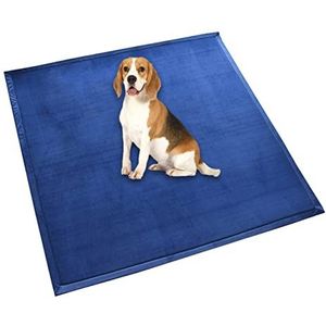 Hondenbed matras extra groot hondenkussen, zachte fleece comfortabele huisdiermat, kalmerende hond, kat slaapmat, antislip wasbaar hondenkussen (90 x 90 cm, marine)