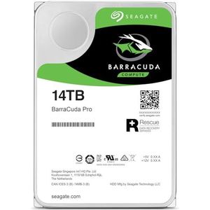 Seagate BarraCuda Pro interne harde schijf 14 TB, 3,5 inch, 7200 omw/min, 256 MB cache, SATA 6 Gb/s, zilver, bulk, modelnr.: ST14000DM001 (Refurbished)