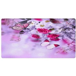 VAPOKF Vlinder in rozen jungle keukenmat, antislip wasbaar vloertapijt, absorberende keukenmatten loper tapijten voor keuken, hal, wasruimte