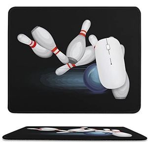 Bowlingbal en pinnen muismat antislip muismat rubberen basis muismat voor kantoor laptop thuis 9,8 x 11,8 inch