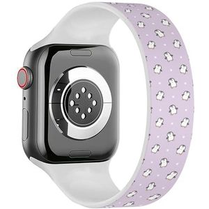 Solo Loop Band Compatibel met All Series Apple Watch 38/40/41mm (Cartoon Penguin Design) Elastische Siliconen Band Strap Accessoire, Siliconen, Geen edelsteen