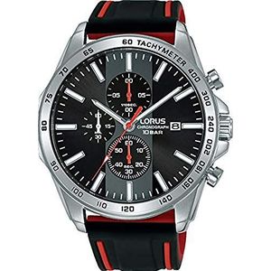 Lorus kwarts horloge, zwart-rood, Sport