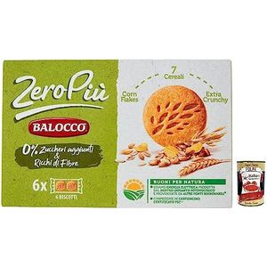 Balocco Zero Più Biscotti zonder toegevoegde suikers, koekjes met cornflakes, 7 granen en extra crunchy, verpakking van 230 g + Italian Gourmet Polpa di Pomodoro 400 g blik