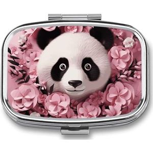 Panda Pillendoosje 2 compartimenten medicijnorganisator draagbare pillencontainer vierkante pillenhouder voor zak reizen pillenetui voor portemonnee