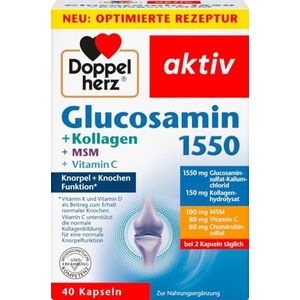 Doppelherz Glucosamine 1550 + collageen + MSM + vitamine C - als bijdrage aan de normale collageenvorming voor een normale kraakbeenfunctie - 40 capsules