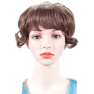 Korte Fringe Stuk Menselijk Haar Clip in Wiglet Naadloze Topper Vervanging Wavy Lichtbruin