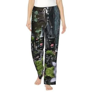 XTYGETY Gothic Fairy Garden01 Print Vrouwen Flanellen Pyjama Bottoms Womens Pyjama Pj Broek Lounge Slaap Broek Met Zakken, Zwart, S
