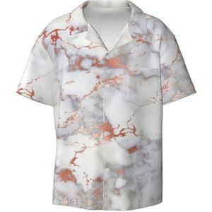 YJxoZH Rose Goud Marmeren Print Heren Jurk Shirts Casual Button Down Korte Mouw Zomer Strand Shirt Vakantie Shirts, Zwart, S