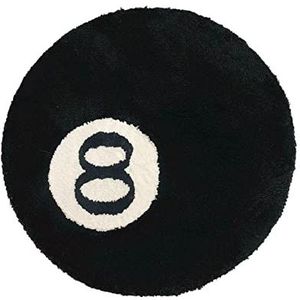 8 bal biljart rond tapijt - zacht getuft stoelkussen en anti-slip badmat - zwart rond tapijt voor kinderslaapkamer, woonkamer en feestdecoratie - uniek biljartontwerp vloer decor tapijten (kleur: Bla