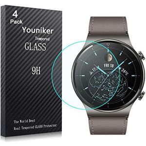 Youniker 4 Pack Compatibel met Huawei Horloge GT2 Pro Screen Protector Gehard Glas voor Huawei GT 2 Pro Smartwatch Screen Protectors Cover Anti-Kras Bubble Gratis